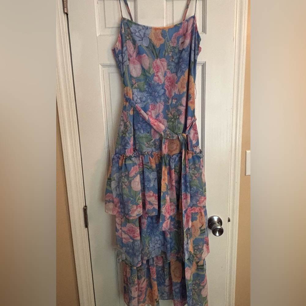 Floral Sleeveless Dress with Tie Waist